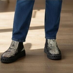 Italina Women's Sparkly Studded Black Ankle Bootie Slip-On Casual Shoes